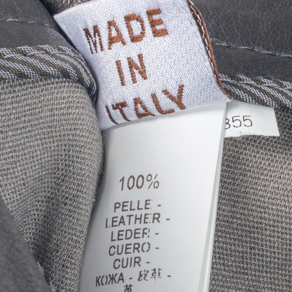 Brunello Cucinelli Grey Leather Quilted Moto Skinny Pants - Picture 14 of 15